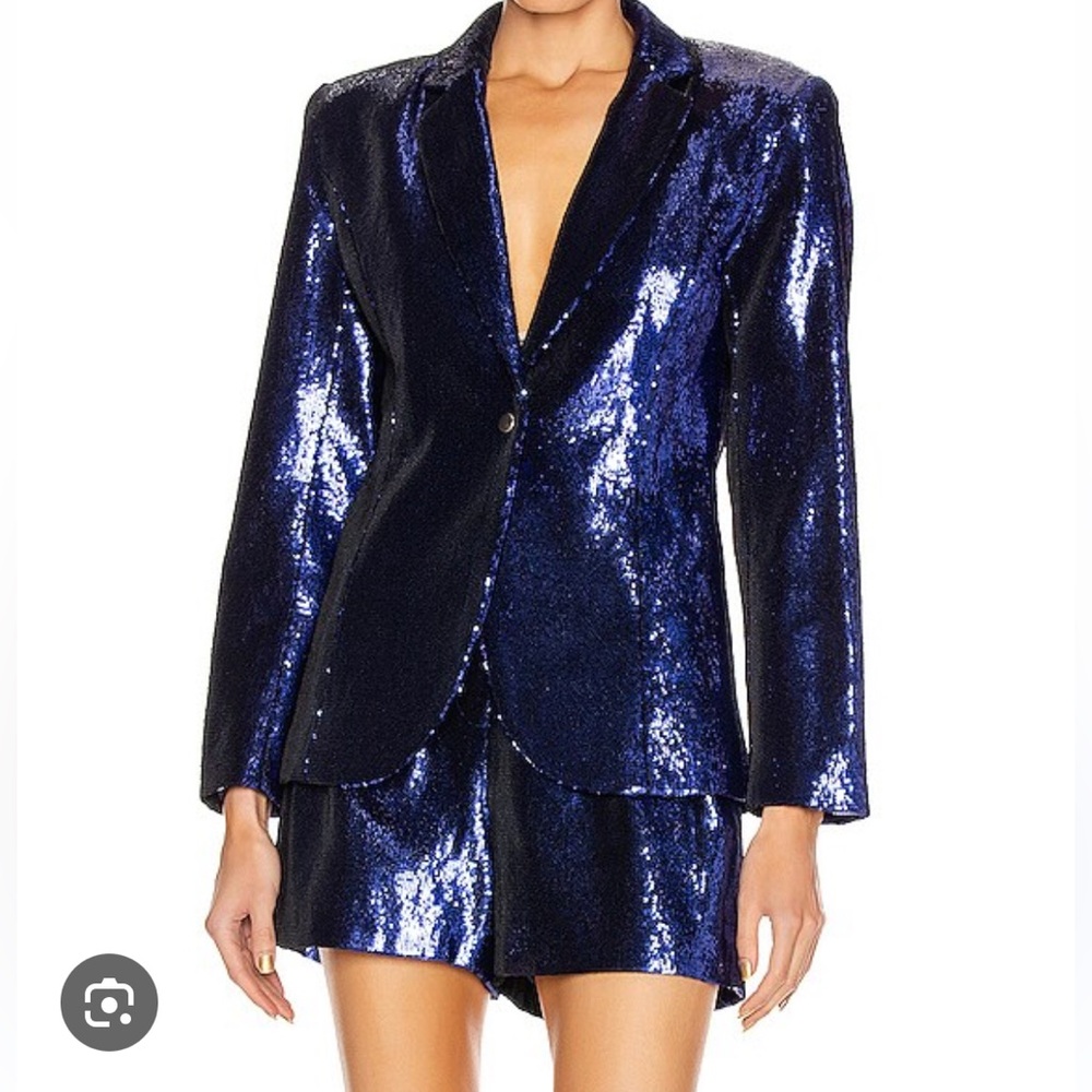 Retrofete blue sequin blazer and shorts set- myma jacket